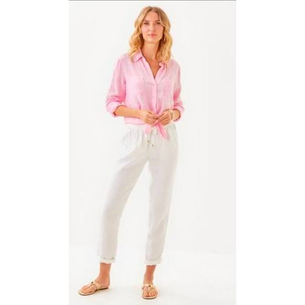 Lilly Pulitzer linen Taron pant in resort white S NwT